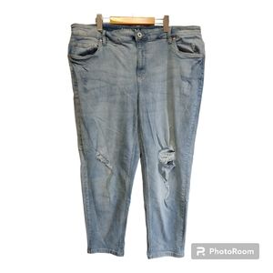 JEANIOLOGIE Frankie & Stella Light Wash Disstresed Jeans Size 24W